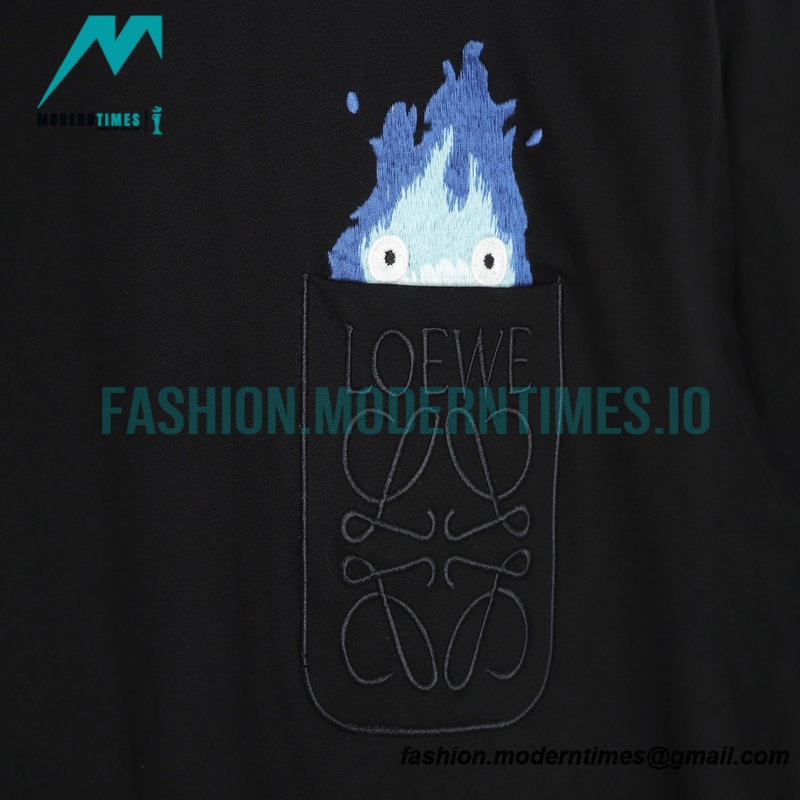 Loewe - 23SS Flame Four-leaf Clover Pocket Short-sleeved T-shirt
